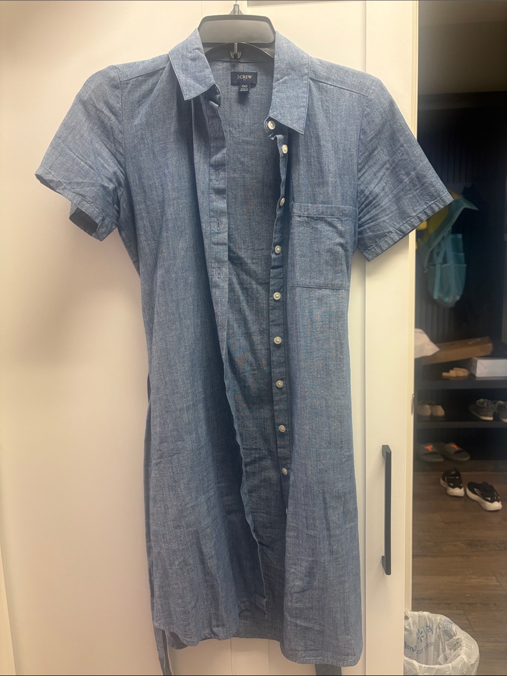 J. Crew Blue Short-Sleeve Chambray Button-Down Shirt